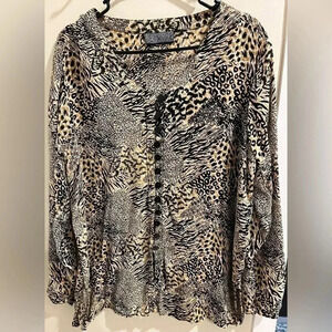 Jeypore Size 2x Animal Print Long sleeve Blouse